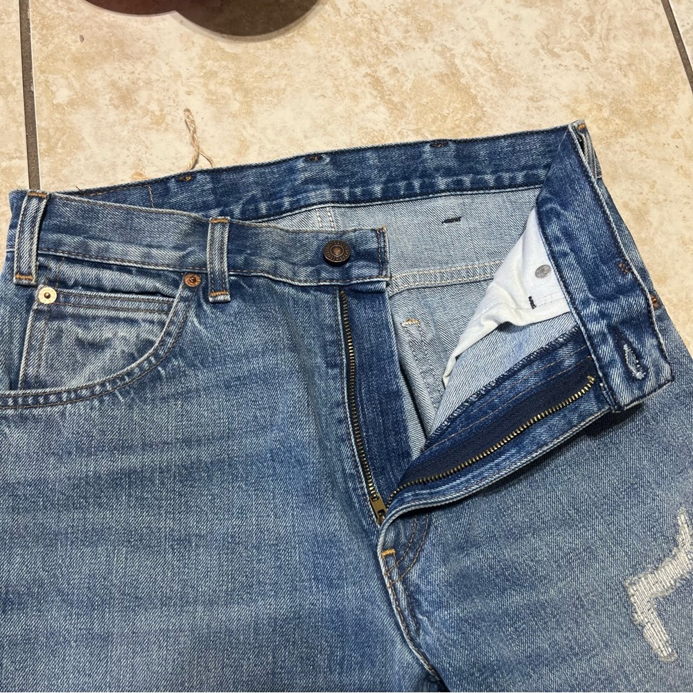 Levis 501 Patchwork Button Fly Blue Denim Jeans M… - image 6